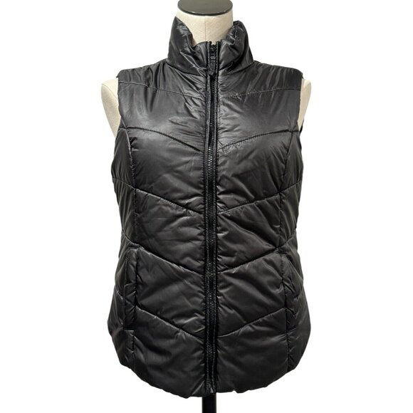 Aeropostale Womens Puffer Vest Black Coral Full Zip Pockets Size Medium - Picture 1 of 13